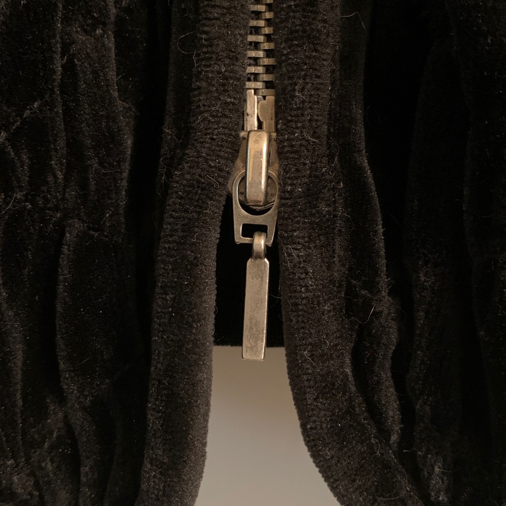 Velvet Hoodie - “August Silk”, Black, Zip Front, Drawstring, Soft, Dressy Casual - Picture 4 of 11